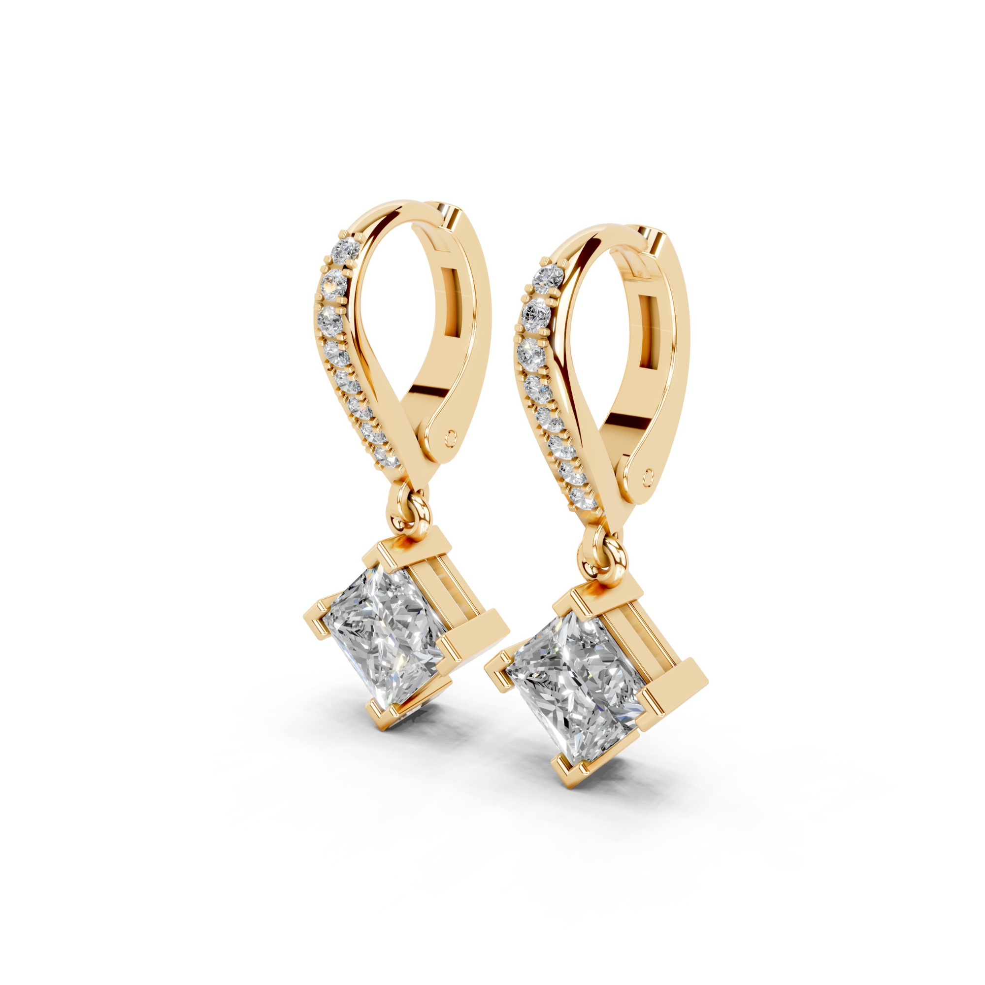 2.2 Carat Princess Cut Solitaire Drops